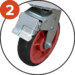 Les roues en PVC avec frein permettent de stabiliser la table et transporter facilement la structure