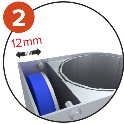 Le range-couvercle permet d’accueillir un revêtement de 12mm maximum (à appliquer sur le couvercle par l’installateur de sol)