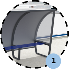 Vue d'ensemble de la structure de l'abri de touche tout en aluminium