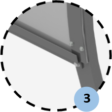Zoom sur goutières en partie basse de l'abri de touche