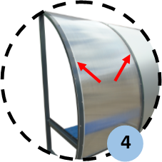 Zoom sur protections arrières de l'abri de touche